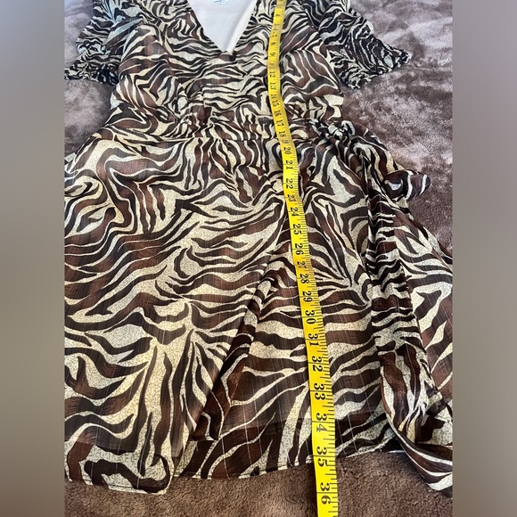Walter Baker womens Brandi puff sleeve mini wrap dress animal print sz L - Picture 12 of 14